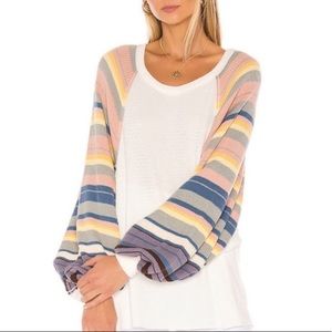 Free People Rainbow Dreams White Combo Shirt